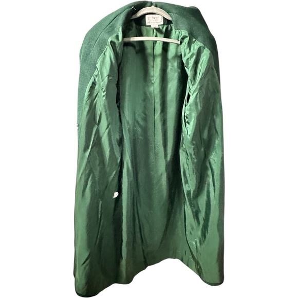 Vintage Emerald Green Double Breasted Worthington Wool Blend Leather Coat Sz 8 - Picture 9 of 14